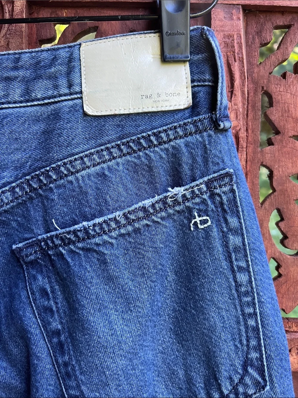 rag & bone High-Rise Wide Leg Jeans in Deep Blue Denim